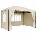 Gazebo da Giardino in Acciaio con Telo Impermeabile in Poliestere 3x3m Beige