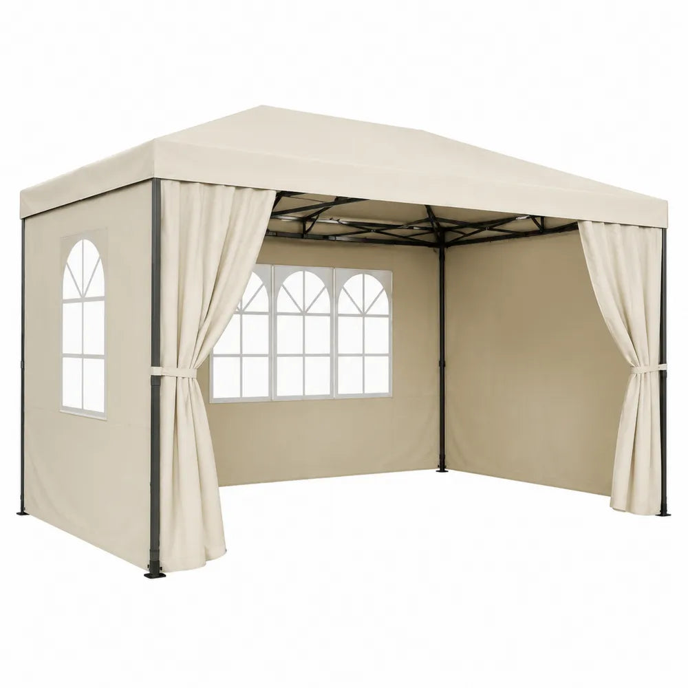 Gazebo da Giardino in Acciaio con Telo Impermeabile in Poliestere 3x3m Beige