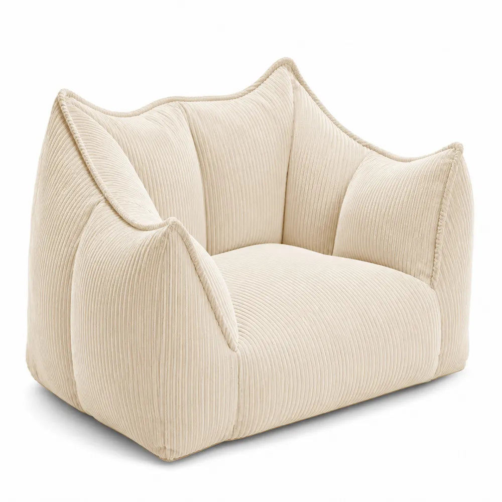 Poltrona in velluto a coste beige