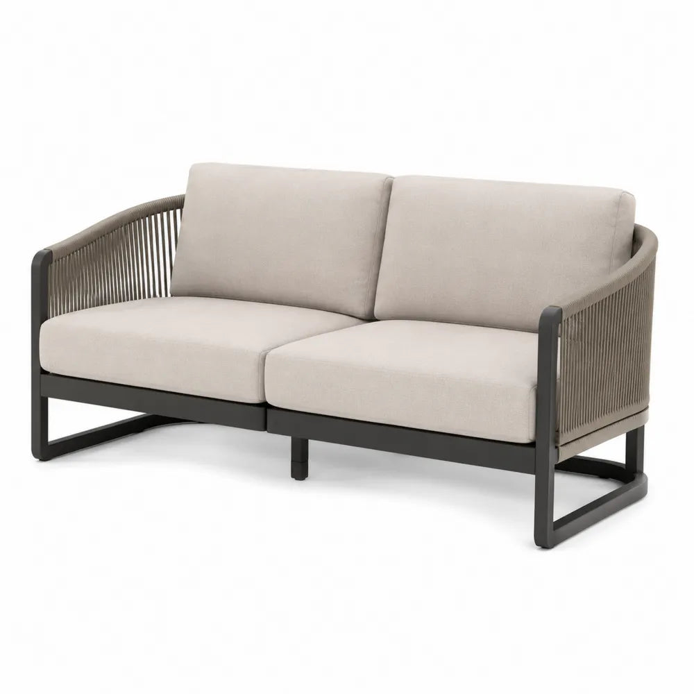Divano da esterno 2 posti in alluminio e poliestere beige