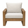Poltrona da esterno in legno di teak e tessuto bianco