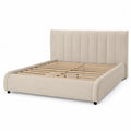 Letto matrimoniale in legno e tessuto beige 160x200 cm
