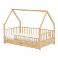 Letto per bambini a casetta in legno di pino con cassetto 80x160 cm