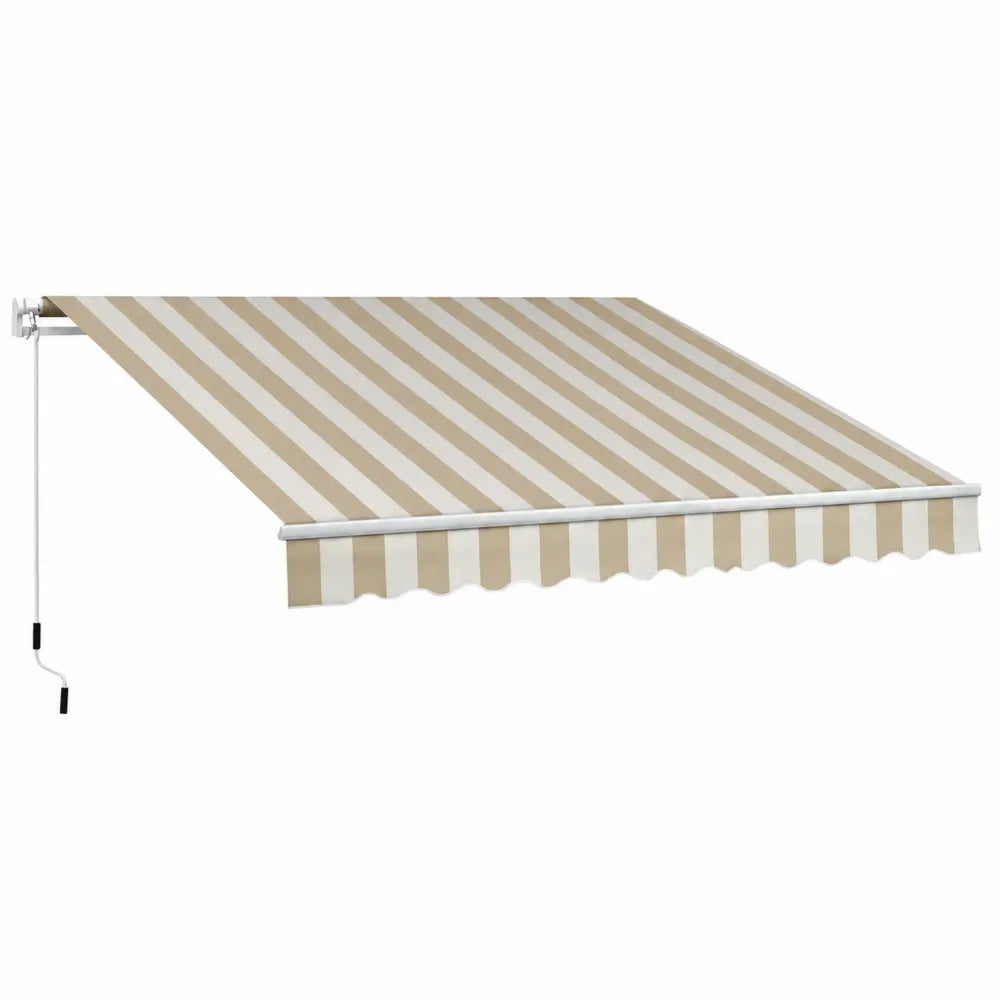 Tenda da sole retrattile in tela a righe beige e bianca 300x250 cm