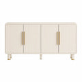 Credenza in Legno MDF con Maniglie in Metallo Beige 180x40x85 cm