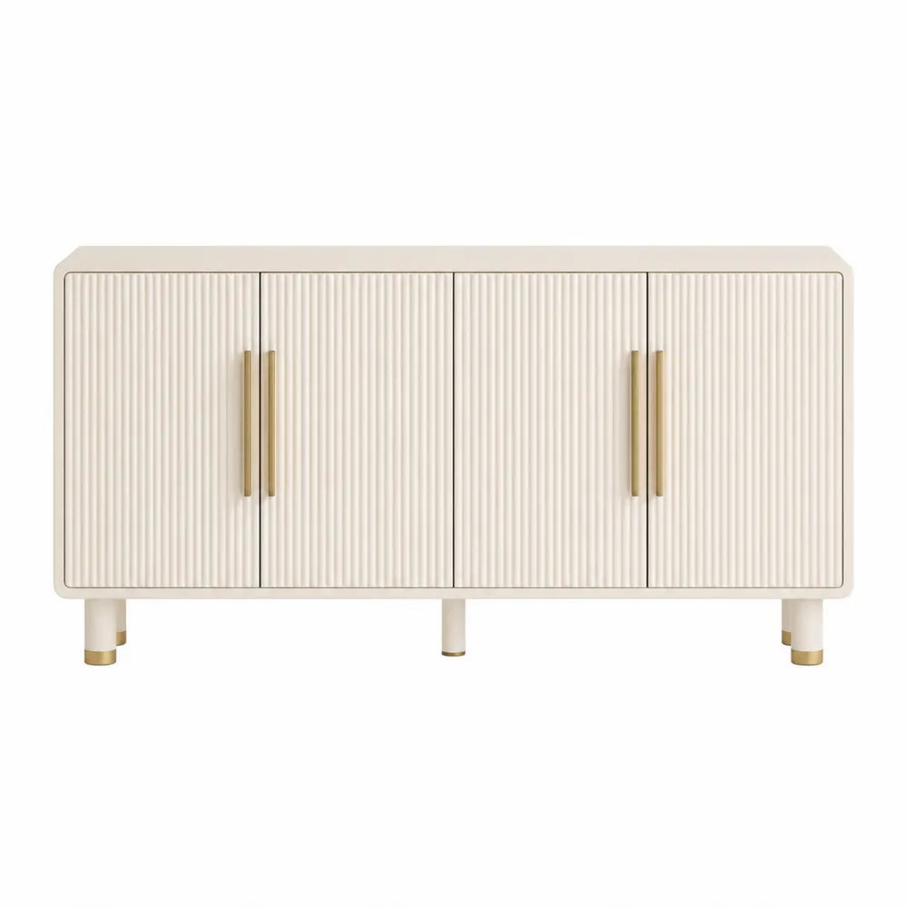 Credenza in Legno MDF con Maniglie in Metallo Beige 180x40x85 cm