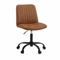 Sedia in pelle sintetica marrone con base in metallo