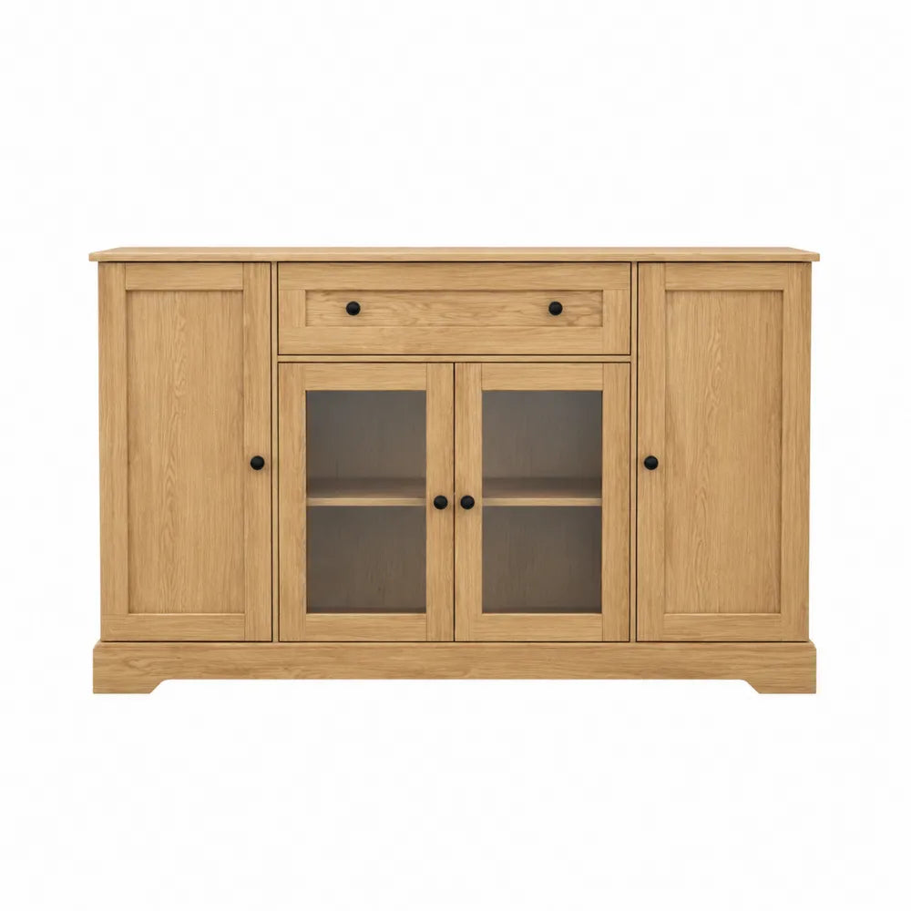 Credenza in legno con ante in vetro temperato