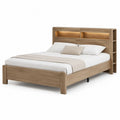 Letto matrimoniale in legno massello con testiera integrata e luci LED 200x160 cm