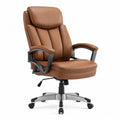 Sedia da ufficio in pelle PU marrone con base in acciaio