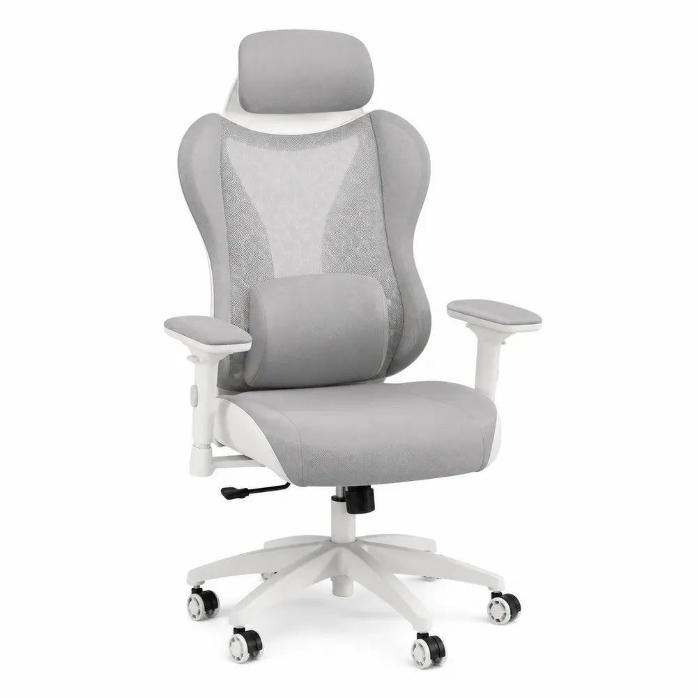 Sedia da ufficio ergonomica in plastica grigia