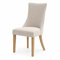 Sedia in Tessuto Beige con Gambe in Rovere