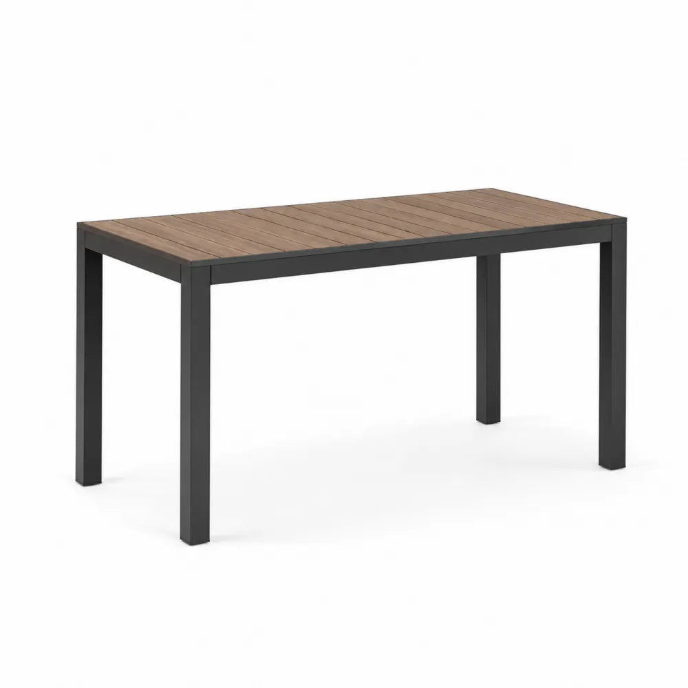 Tavolo da pranzo rettangolare in legno composito e metallo 160x90x75 cm marrone/nero