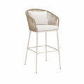 Sgabello in metallo e corda beige con cuscino