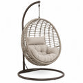 Poltrona Sospesa a Uovo in Rattan Sintetico Beige