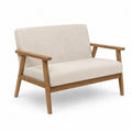 Divano a 2 Posti in Legno e Tessuto Beige