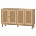 Credenza in legno massello con ante in rattan